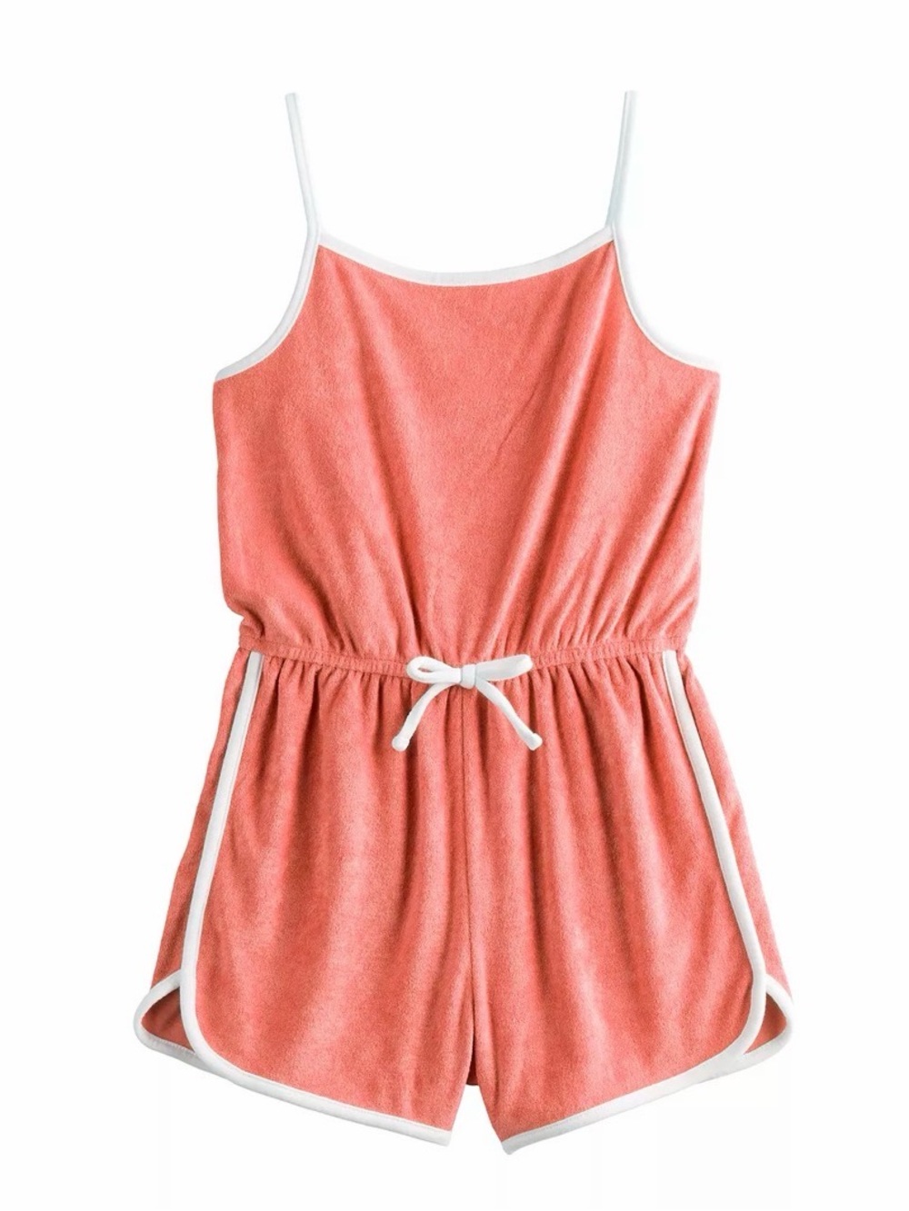 Make + Model | Coral Terry Cloth  Romper with White Trim XS